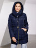 Women's Winter Jacket Hooded Belt Long Parkas Warm Padding Puffer Plaid Quilted Coat Down Jacket Thick Snow Wear