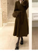 Women Autumn Winter Woolen Coat French Style Fur Sleeves Mid-Length Woolen Coat Women Long Coat Loose Outwear