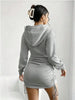 Women's Casual Long Sleeved Solid Color Pattern Short Hooded Dress Short Skirt, Suitable for Daily Outdoor Wear