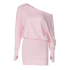 Women's Off-Shoulder Mini Dress Long Sleeve Oblique Neck Bodycon Sexy Short for Party Club Fall Winter