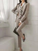 Office Lady Three -piece Set For Women V-neck Single Breasted Solid Color Tops With Ankle-length Pants 2Z2093