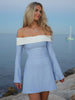 Off Shoulder Long Sleeves Slim Mini Dress Women's Sexy Elegant Outfit Prom Birthday Party Clubwear Spring Dress