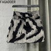 Women Gray Tie Dye Denim Mini Skirt High Waist A-line Jean Skirt Button Pocket Sexy Y2K Streetwear Printed Short Skirt