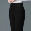 Office Lady Slim Pencil Pants Spring Autumn High Waist Elastic Pockets Solid Elegant Women Casual Straight Trousers