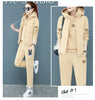 2 pieces women sets autumn thickened fleece sportswear vest+hoodies+pant cold-proof winter coat sets women's clothing