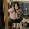 Double Sided Winter Coat Women Clothing Imitation Mink Fur Fur Hooded Cotton Jacket Female Warm Plush Cotton-padded Outerwea