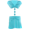 Hollow Design Mini Dress Woman Sexy V-Neck Buckles Patchwork Waistless Girls Elegant Chic Street Bodycon