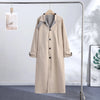 Double-side Long Trench Coats Women's Loose Full Sleeves Single-breasted Pockets Lapel Coats Ladies Spring Outwear