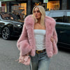 Women's Fluffy Faux Fur Coat Chic Pink Hooded Full Sleeve Loose Warm Jacket Winter Lady Street Outwear
