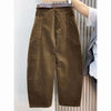 Large Size 4XL Autum Winter Trousers Women Corduroy Straight Leg Pants Retro Ladies Loose Wide-leg Pantalons