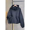 Black Hooded Windproof Windbreaker For Women Spring Autumn Casual Large Size Drawstring Trench Coat Loose Zipper Lined Jackets