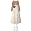 Vintage French Style Cross Knit Sweater Pullover with Ruffles and Suspender Dress Two-piece Elegant Women's Party Dress Outfits