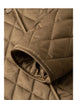 Women Cotton Jacket Winter Retro Diamond Grid Workwear Large Pocket Mid Length Jacket Brown