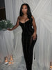 Women Black Velvet Sheer Maxi Dress Sexy Chic Mesh Patchwork Off-shoulder Waist Cinching Slim Maxi Dresses Club Party Gowns