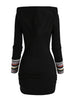 European and American Explosions Women's Ethnic Style Geometric Stripe Stitching Hooded Knitted Long-Sleeved Tight Dress