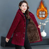 2026New Autumn Winter With Velvet Cotton-padded Jacket Women Mid-Aged Mother Hooded Floral Plus Velvet Warm Parkas Coat Female