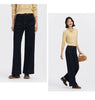 Women Jeans Panel Raw Hem Flare Leg Retro Street Style Slim Long Denim Pants Spring Urban Daily Wear