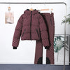 Striped Ski Suit Women's Hooded Full Sleeves Zippers Warm Coats High Waist Pants Winter Winter Lady Tracksuit