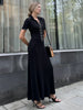 Women's High Waist Knitted Rib Slim Maxi Dress Casual Loose Elegant Temperament Long Dress for Autumn Femme Solid Color Dress