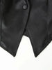 Suninherat Autumn Faux Leather Jacket Black PU Jacket Coat with Belt Lapel Women's Outwear