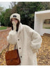 Winter Lamb Fur Long Warm Coat For Women Stand Collar Solid Color Single Breasted Loose Fit Clothing 2VV234