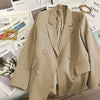 Korean Solid Color Lady Top Outwear Spring Autumn Long Sleeves Female Blazer Jacket Double-breasted Women Suit Coat