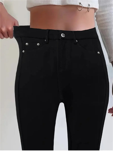 Women Slim Fit Stretch Jeans - 9/10 Length Ankle-Length Colorful Comfort Stretch Fabric Pants Elastic Waist Casual Office Comfy