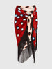 Contrast Polka Dot Sheer Short Dress Women Chic Lapel V-neck Long Flare Sleeves With Wrap Tie Dresses Layered Daily Ootd Styling