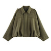 Women Suede Textured Jacket Long Sleeve Lapel Collar Loose Coats Casual Female Outerwear Chic Tops