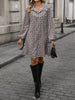 Women's Casual Plaid Long Sleeve V-Neck Dress