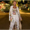 Floral Print Pants 3-piece Set Women Elegant Oversized Blazer Corset Top Sling Top Suit Lady Holiday Bohemian Outfit