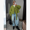 Green Oversized Belt Overcoat Women Elegant Long Sleeve Pleated Lapel Lace Up Windbreaker Autumn Lady Daily Street Outerwears