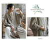 Vintage Women Ramie Cotton Dresses V-Neck Long Sleeve Spring Robes Loose Chinese Style Tie-dye A-Line Dress