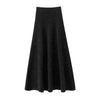 Chic Women Sweater Suite Skirt 100% Cashmere A-Line Skirt Autumn Winter Wave Skirt Elastic Knee Length Dress Sequins French Knit