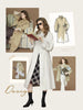 Womens British Trench Coat Contrast Cuff Stand Collar Heritage Workwear Style Pink Black Khaki Short Long Trench Coat