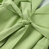 Green Belted Waist Long Coat For Women Elegant Lapel Long Sleeve Casual Jacket Lady Spring Chic Street Outerwear