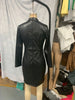 Women Fuax Leather PU Dress Long Sleeve Double Button Turn Down Collar Elegant Vintage High Street Office Lady Straight Dresses
