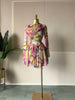 Women Floral Print Draped Sweet O-neck Long Sleeve big swing Mini Dress Birthday Party Evening Street Dresses