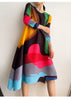 Pleated Printed Skirt Spring Autumn Temperament Plus Size Large Swing High Waist Casual Dresses for Women