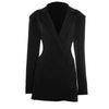 Chic Waist Cinching Women Mini Dress Full Sleeve Deep V-neck Double Breasted Short Dresses Lady Daily Party Street Gown