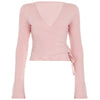 Autumn Winter Loose Pants Leisure Suit Women Flare Sleeve Crop Cardigan Top Lace-up Solid 2 Piece Set Outfit