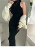 Red Skinny Sexy Turtleneck Midi Dress Women Evening Party Ladies Elastic Hip Wrap Elegant Bodycon Dresses Y2k Clothing