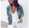 Women Elegant Zipper Jacket Spring Autumn Floral Printed Jackets Office Wear Slim Office Coat Retro Outwear