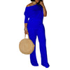 Women's Set Full Sleeve Skew collar T-shirt + Wide Leg Pants Suit Fall Winter Fitness Two 2 Piece Sets Outfits