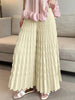 Pleated Elastic Waist Women's Wide Leg Pants Chic Elegant Design Handmade Pleated Stretch Loose Long Pants 2DB3646