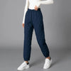 Women Winter Warm Down Cotton Pants Padded Quilted Trousers Elastic Waist Casual Trousers