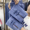 2025New Spring Autumn High Elasticity Women Jean Korean Loose Straight Ankle-Length Cowboy Pants Female Extends Denim Pants Lady