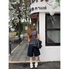 Aoaiiys Black Jeans Women Denim Shorts Retro Jorts Punk Jean Shorts Y2K 2000s Harajuku Calf-Length Pant Japanese High Street