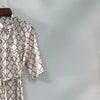 Women 100% Cotton Shirt Dress Plaid Letter Printed Lace-up Half Sleeve Lady Turn-down Collar Loose Single Breasted Midi Robe