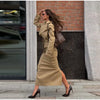Elegant Solid Women's Blazer Skirts Suit Long Sleeve Lapel Lace-Up Coat Slim Skirt Lady Set Autumn Chic Female Outfits